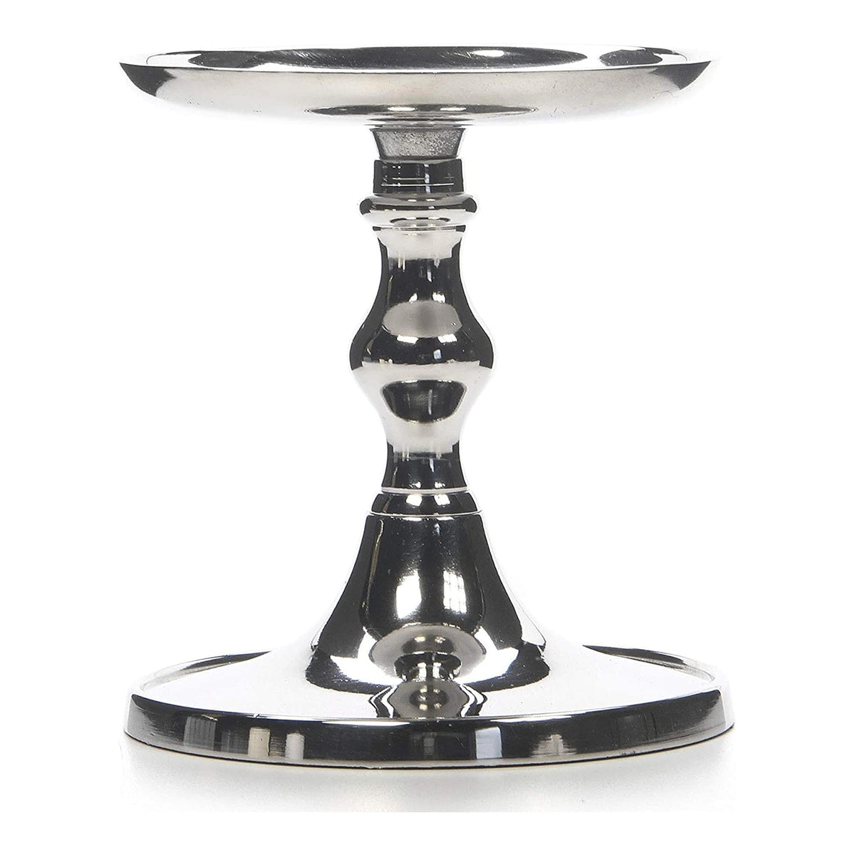 Hosley Aluminum Metal Decorative Pillar Candle Holder Silver Finish for Candles or Display, 5Inch High - Ideal for Weddings, Parties, Events, Home Decor, Gifts, Elegant