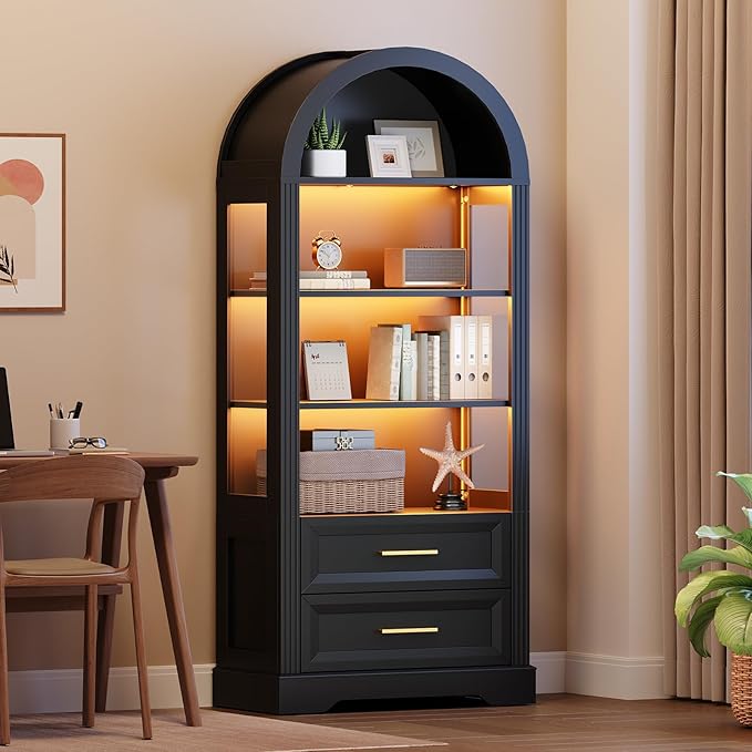 HOOBRO Tall Arched Bookshelf, Arch Bookcase