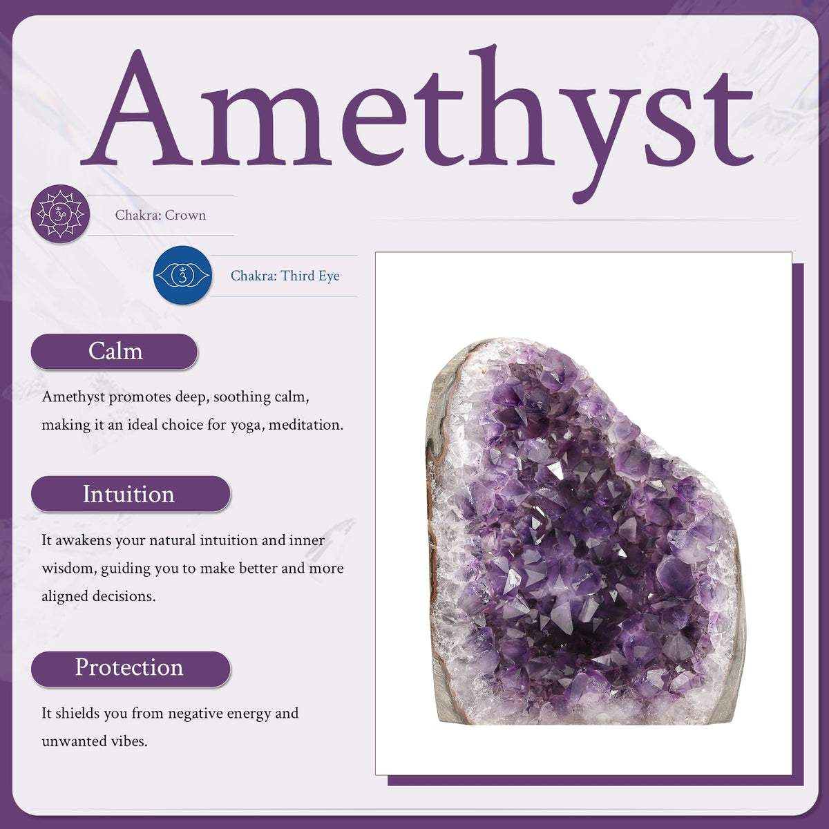 Sportmusies Natural Amethyst Cluster Specimen Home Desk Decoration, Irregular-Shaped Raw Geode Crystal for Meditation Healing, 2.36-4.72 inches