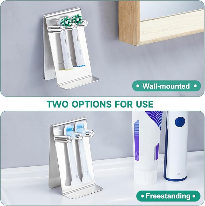 Electric Toothbrush Head Holder Adhesive or Tabletop, Tooth Brush Holder