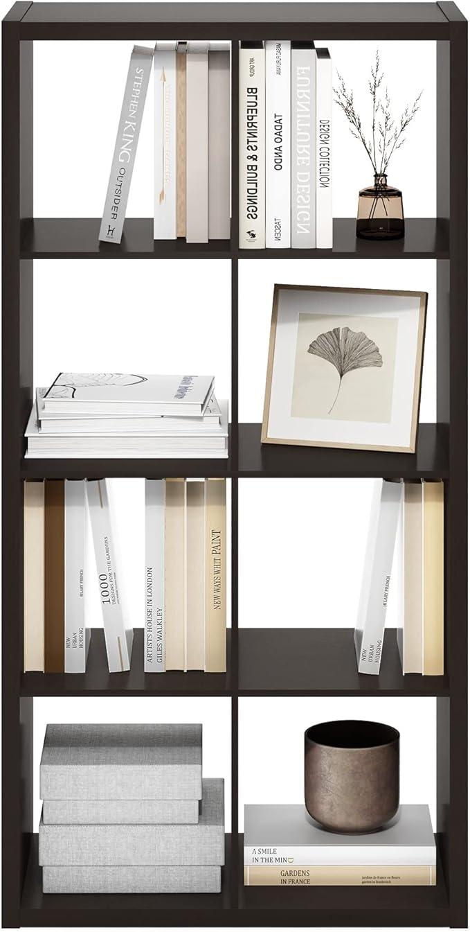 Furinno CUBICLE Book Shelf, 8-Cube Bookshelf, Extra Thick Frame Horizontally &