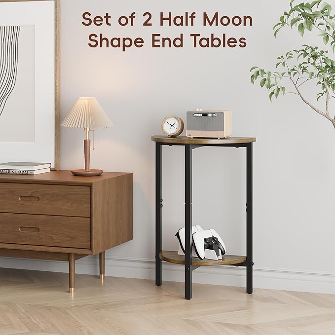 Vagusicc Side Table, Small Round End Table, 2 Tier Small Couch Side Tables