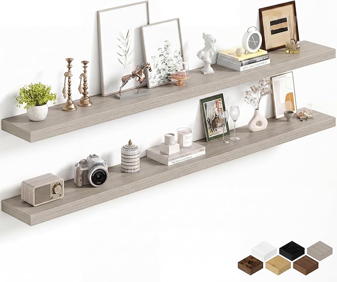 Fun Memories 72Inch Long Floating Shelves, 8 Inch Deep Shelves