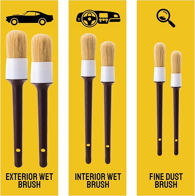 Soft Boar Hair Car Detailing Brush Set