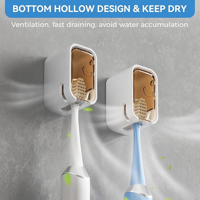 Toothbrush Holders for Bathroom【Innovation Single Slot Design】 2PCS Toothbrush