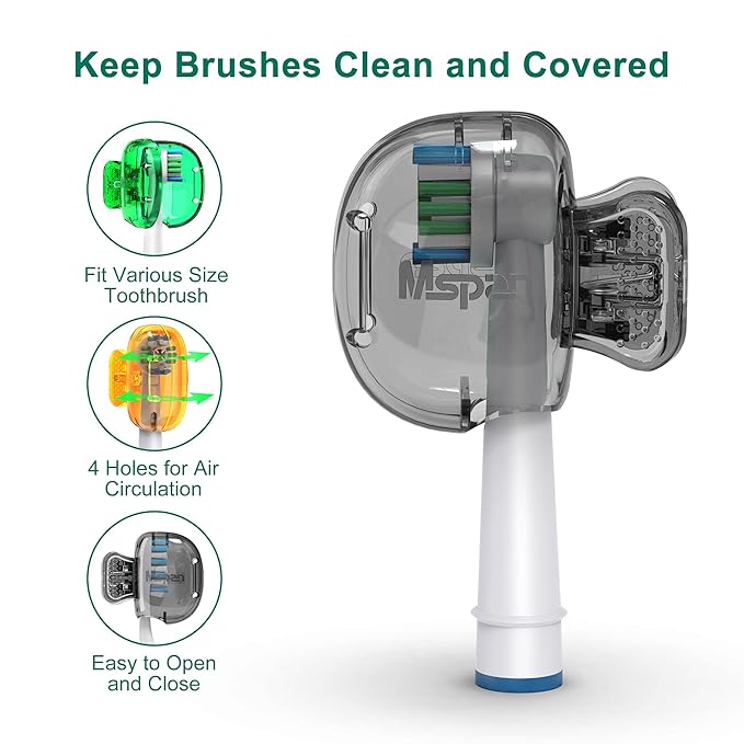 Mspan Electric Toothbrush Cover Cap: Brush Head Protector Cute Plastic Clip Pod