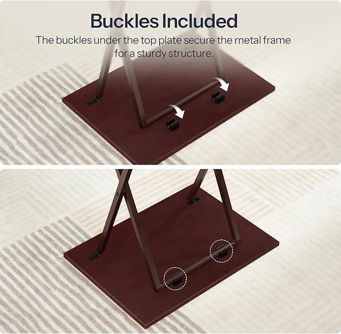 HOOBRO Folding TV Tray Tables, Industrial Snack Tables