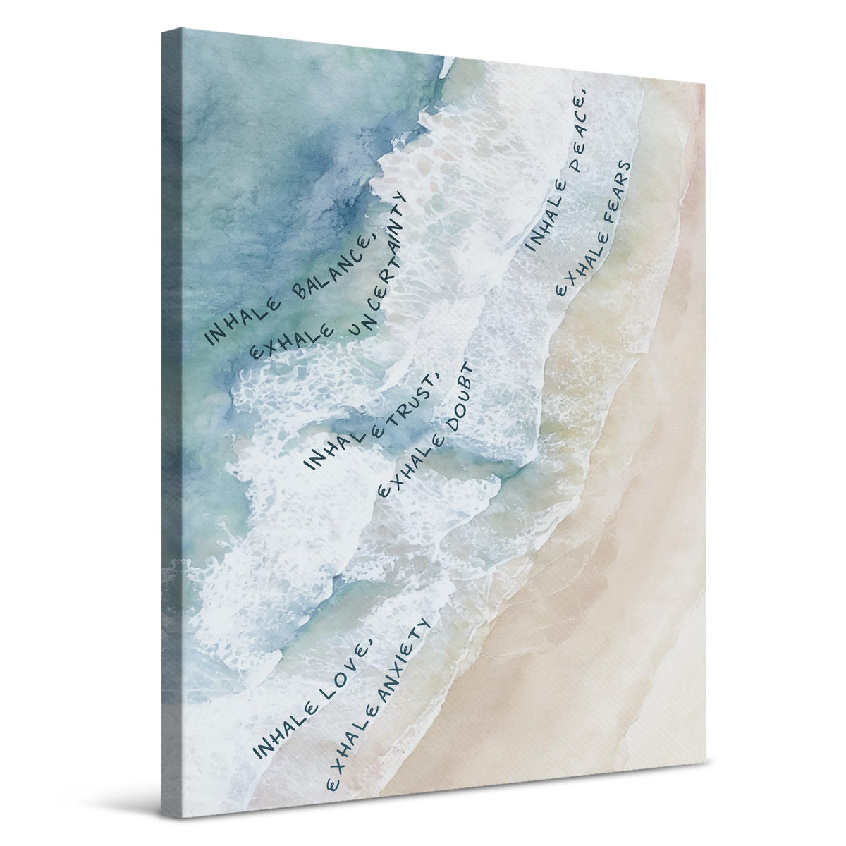 awdschkj Inhale Exhale Mental Health Canvas Wall Art Decor Framed 8x10, Ocean Waves Inspirational Motivational Wall Decor Poster Prints Artwork for Therapy Counseling Office Calm Corner Yoga Room