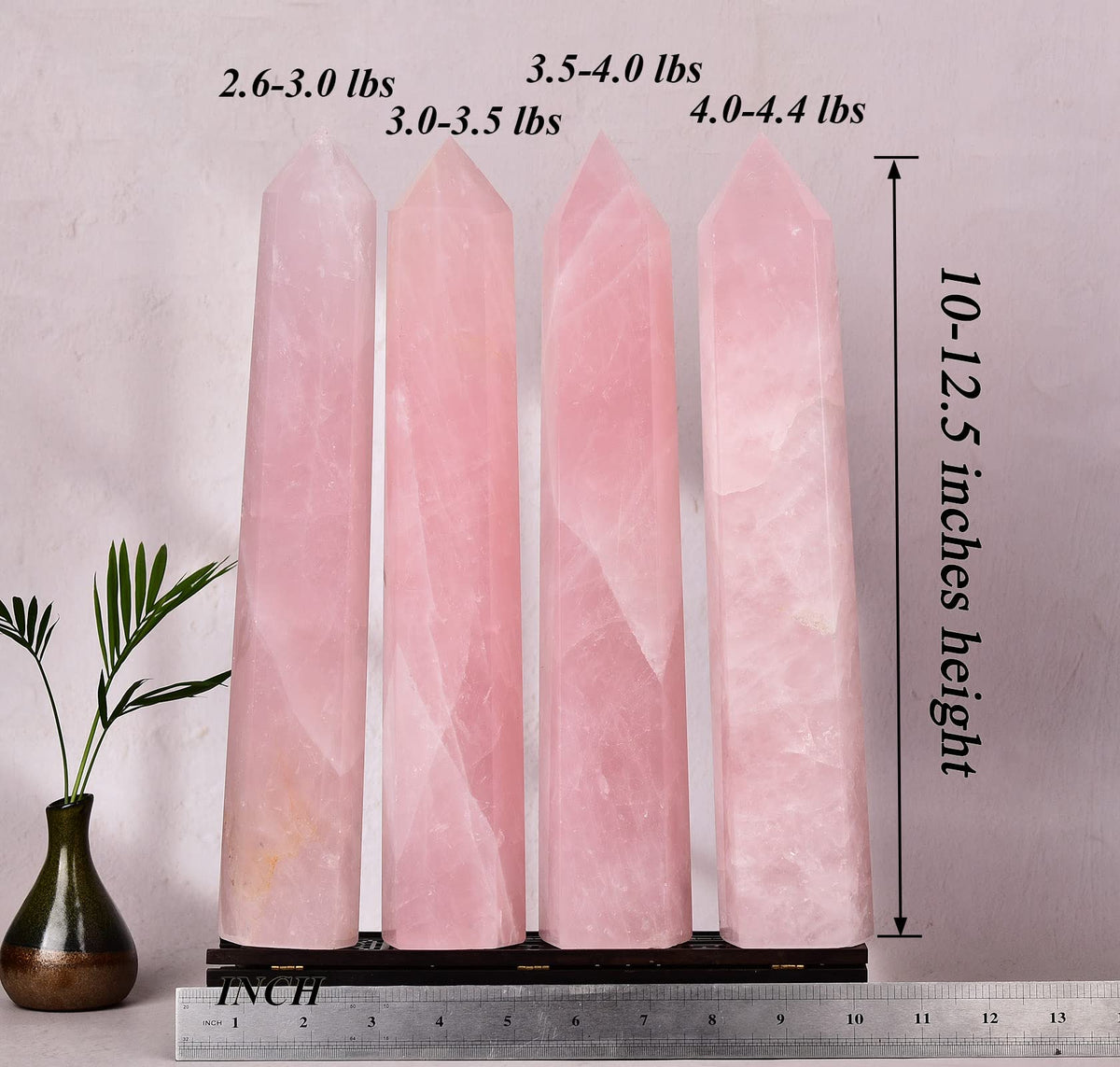 AMOYSTONE Large Healing Crystal Obelisk Tower Rose Quartz Point Wand Crystal Decor Reiki Gifts for Bignners 3.5-4.0 LBS