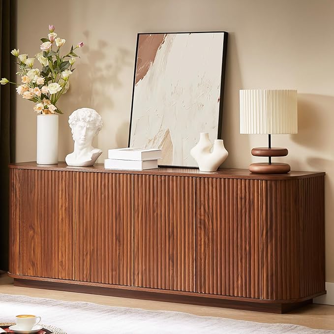64'' Fluted TV Stand for TVs up to 75'', Modern Long Media Console