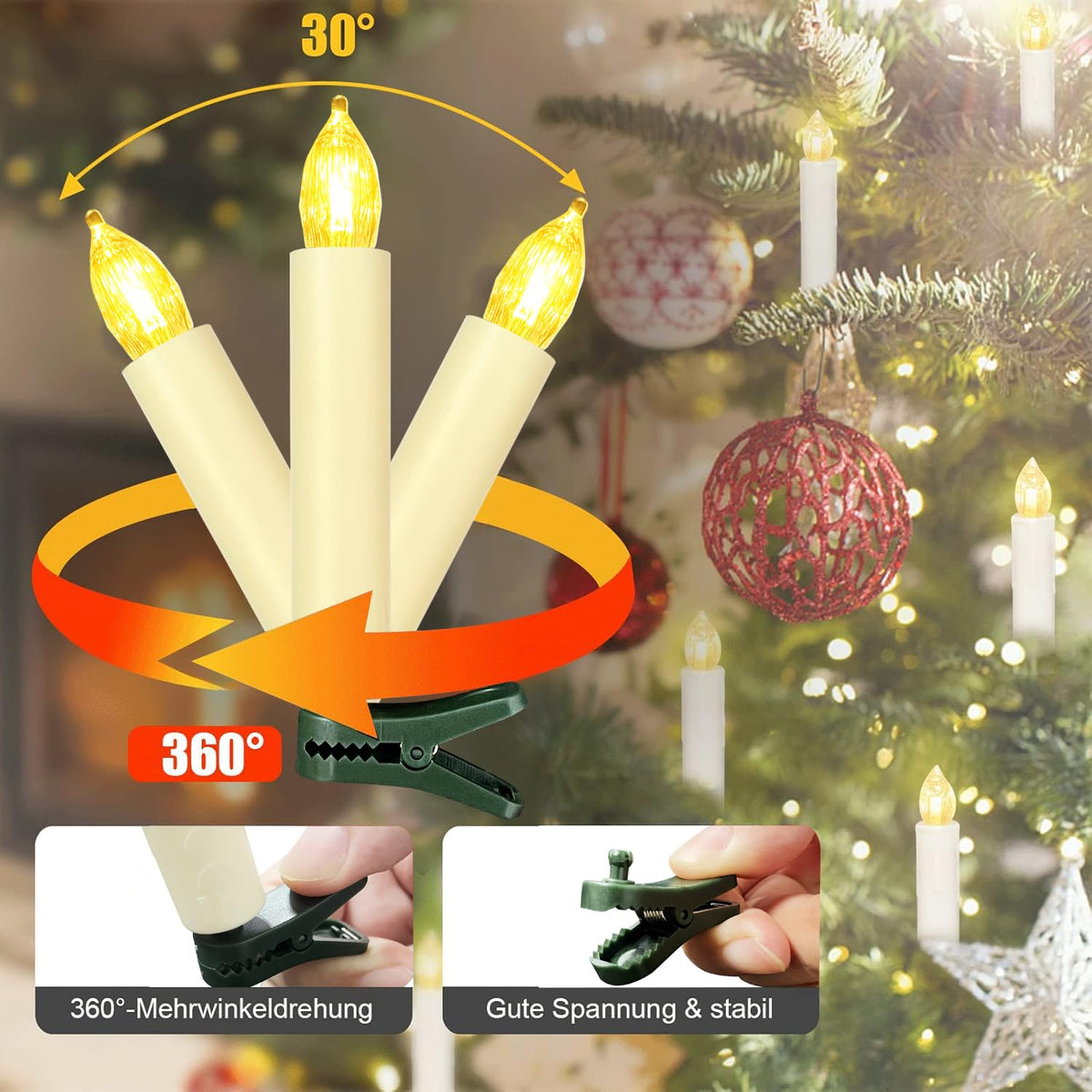 Sunjas 30PCS LED Flameless Candles Battery Operated Christmas Tree Candles with Remote, Button Cell Battery, Timer, Dimmer Battery Candle Flickering Warm Light Window Candle Christmas Home Decor
