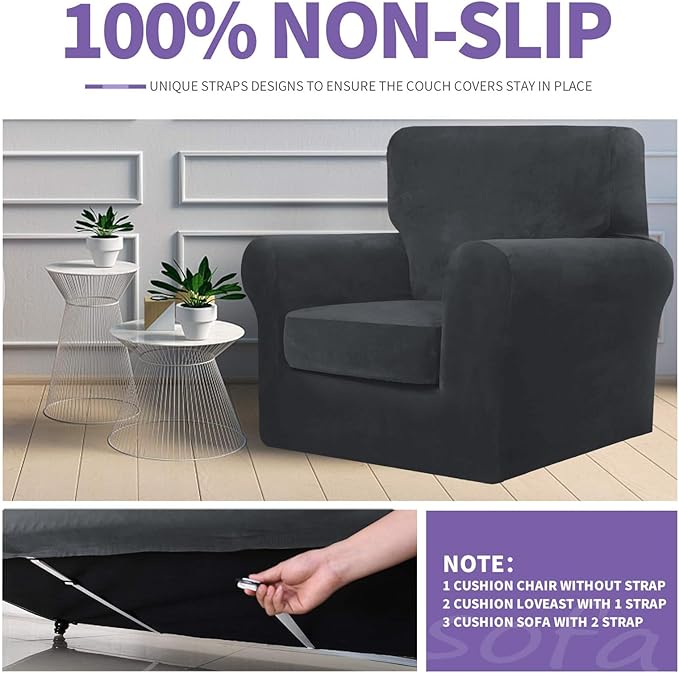ZNSAYOTX Luxury Velvet Couch Cover 4 Piece Stretch Sofa Covers
