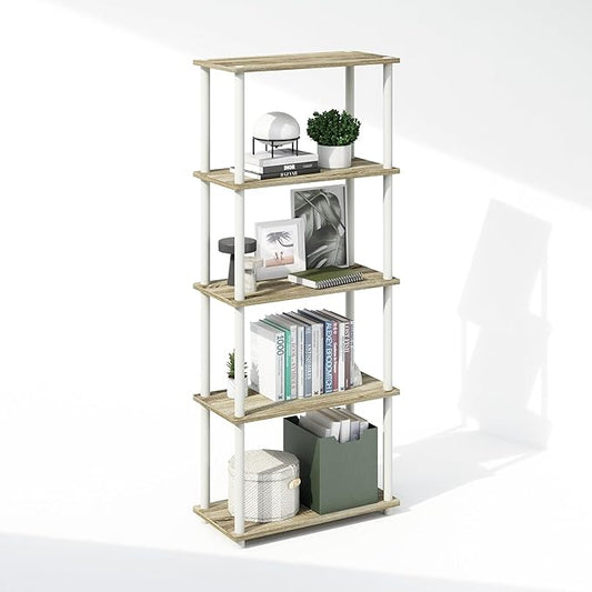 Furinno Turn-N-Tube Book Shelf, 5-Tier Bookshelf, Bookcase