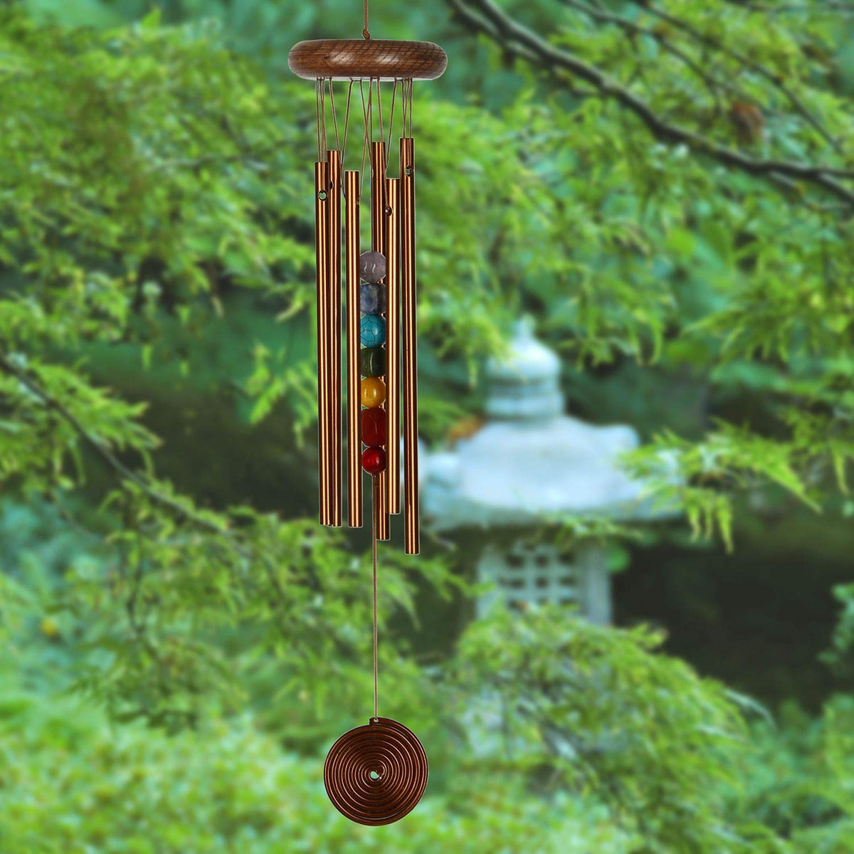 Woodstock Chimes Signature Collection, Woodstock Chakra Chime, 17'' Bronze Eastern Energies Wind Chimes for Outdoor, Patio, Home Garden Decor (CC7BR)