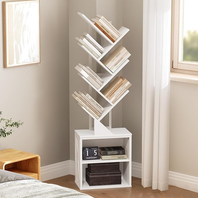 RALGEND Tree Bookshelf, 6 Tier Bookcase