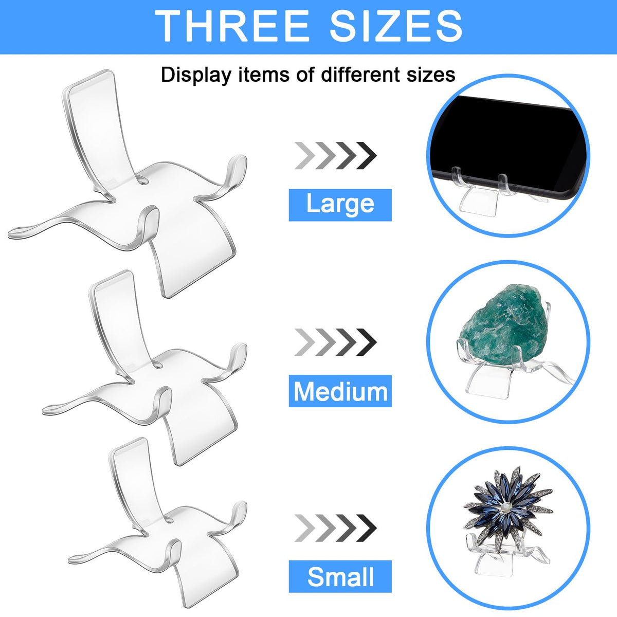 Qunclay Rock Display Stand 3 Sizes Crystal Stands for Display Sphere Acrylic Crystal Holder for Stones Rock Geodes Mineral Agate Coral Gemstone Small Collectibles(24 Pcs)