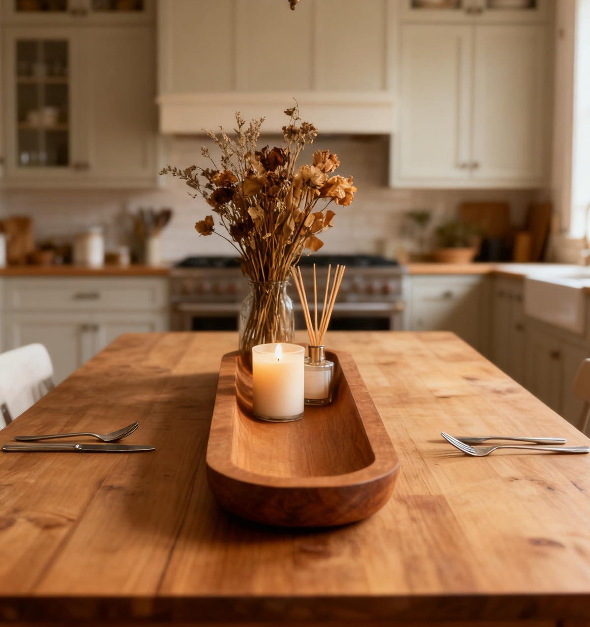 Phinicco Stained Wood Dough Bowl - 15.8" x 5" x 2" Oblong Decorative Tray, Hand-Carved Farmhouse Centerpiece for Coffee Table, Mantel & Entryway Display
