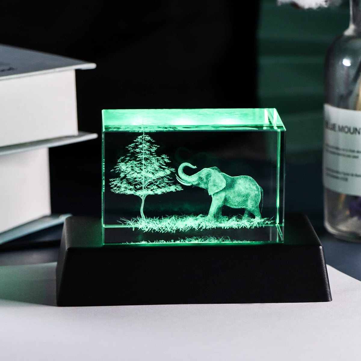 Qianwei 3D Crystal Elephant Decor Stuff Figurines Statue Gift for Elephant Lovers, Mother Day Birthday Gifts for Mom Mother Mama from Daughter Son