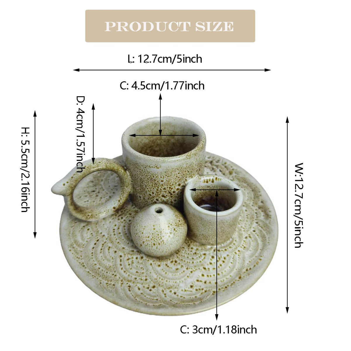 Fyedroed 4 in 1 Incense Burner Holder for Sticks, Palo Santo Sticks Holder, Candle and Sage Holder for Burning Ceramic Ash Catcher Tray for Meditation Yoga Room Home Decor (Gray)
