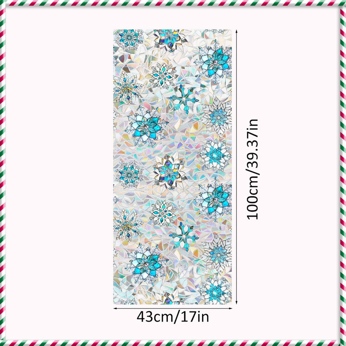 Christmas Snowflake Window Film Stained Privacy Rainbow Window Sticker Christmas Blue White Snowflake Designs Xmas Glass Decals Static Cling for Home Office School Holiday Party Decor