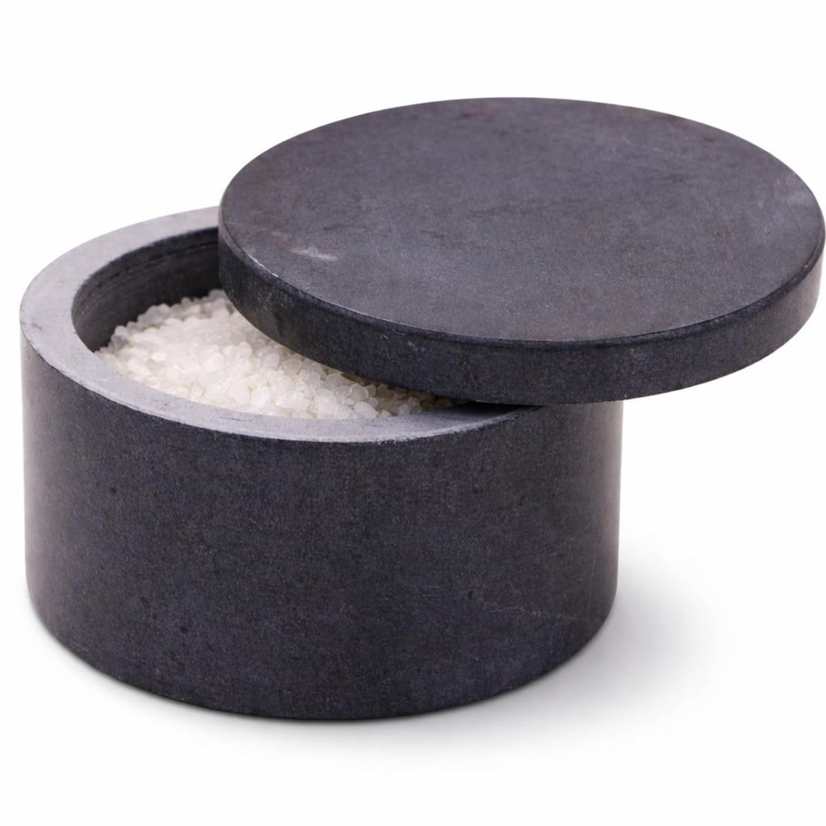 KC KULLICRAFT Unique Salt and Pepper Box Elegant Round Marble Salt Box With Lid For Salt, Spice and Herbs Storage. Perfect Container To Store. (3.5" x 2" Inches)