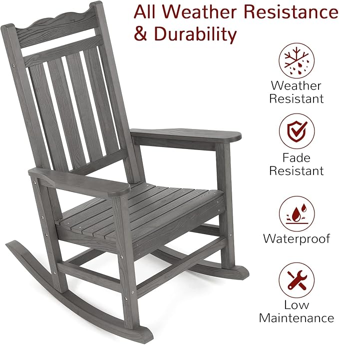 Stoog Outdoor & Indoor Rocking Chair, All-Weather Porch Rocker