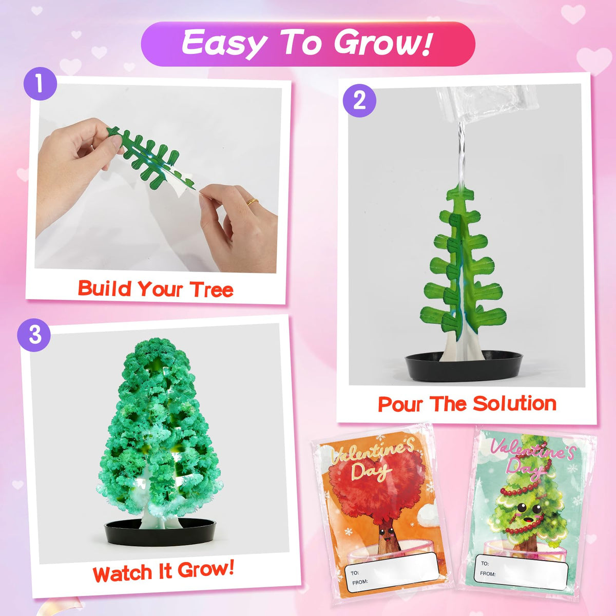 Ppotyo 24 Pack Growing Crystal Trees Kit With Greeting Cards for Kids STEM Science Experiment Craft Party Favors School Classroom Gifts Exchange Goodie bags for Boys and Girls