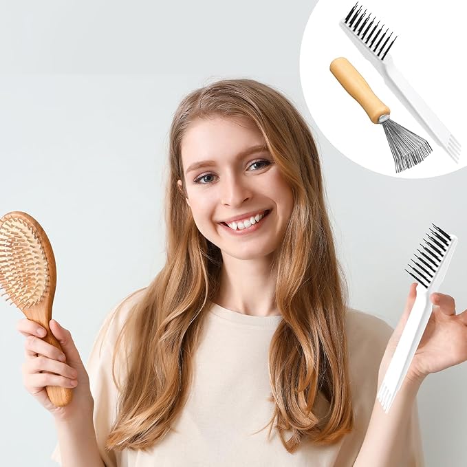 Boao 2 Pieces Hair Brush Cleaning Tool Comb Cleaner Brush Mini Comb Cleaning