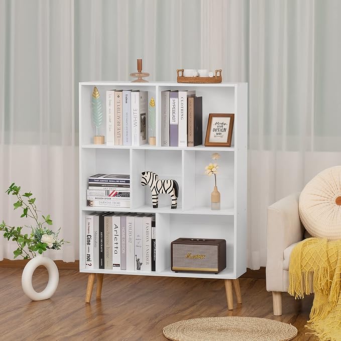 YAHARBO White Bookshelf, 3 Tier Book Shelf
