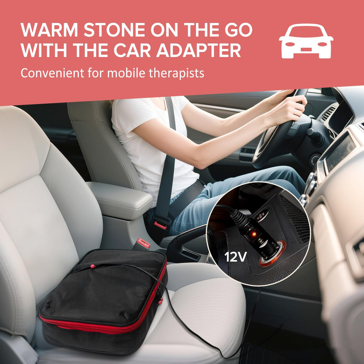 Goodtar Hot Stone Massage Warmer with Temp Control, Double Side Heating Massage Stone Heater, Electric Hot Stones Warmer for Professional/Home Spa, Portable Heating Travel Bag (Black)