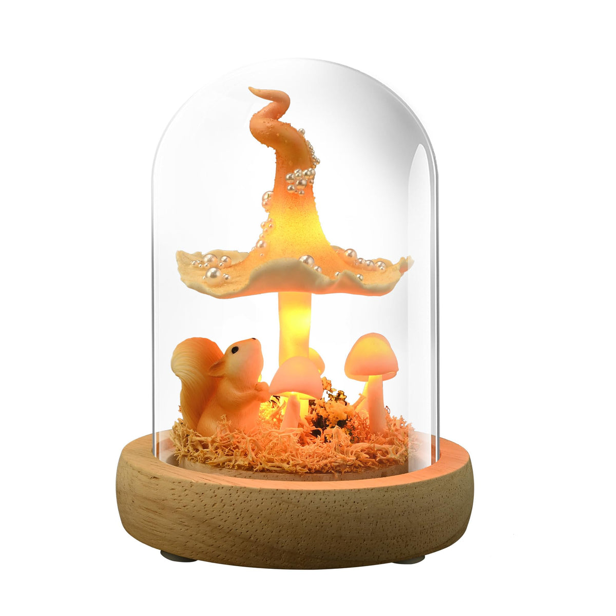 QUELIEN Mushroom Lamp in Glass Dome,Mushroom Gifts for Women - Warm LED Night Light for Bedroom Decor,Birthday Party Decorations,Ideal Birthday Gift Valentines Gift
