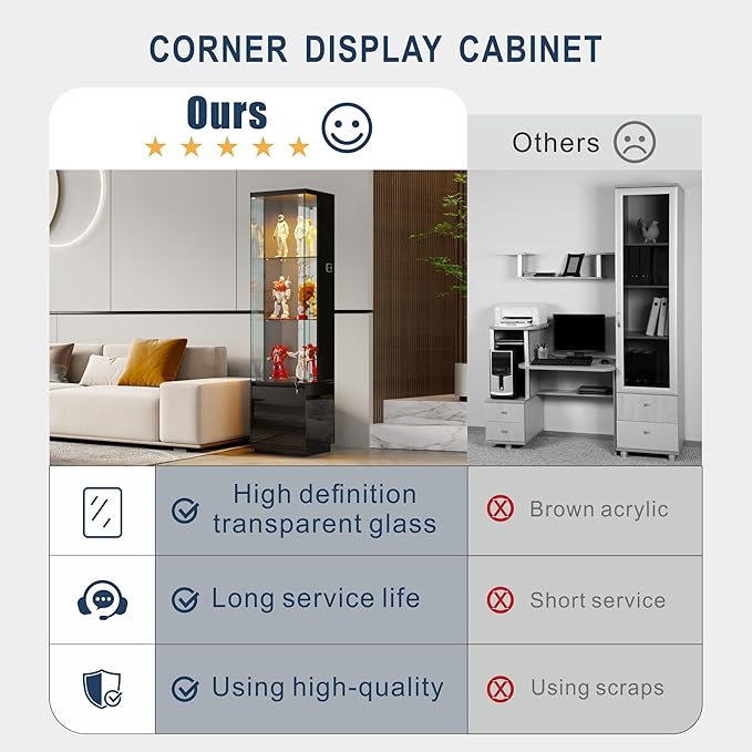 HNEBC Corner Glass Display Cabinet