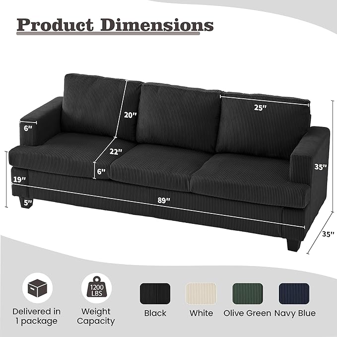 Apicizon Loveseat & 3 Seater Sofa Sets, 2 Piece Modern Sleeper Sofa