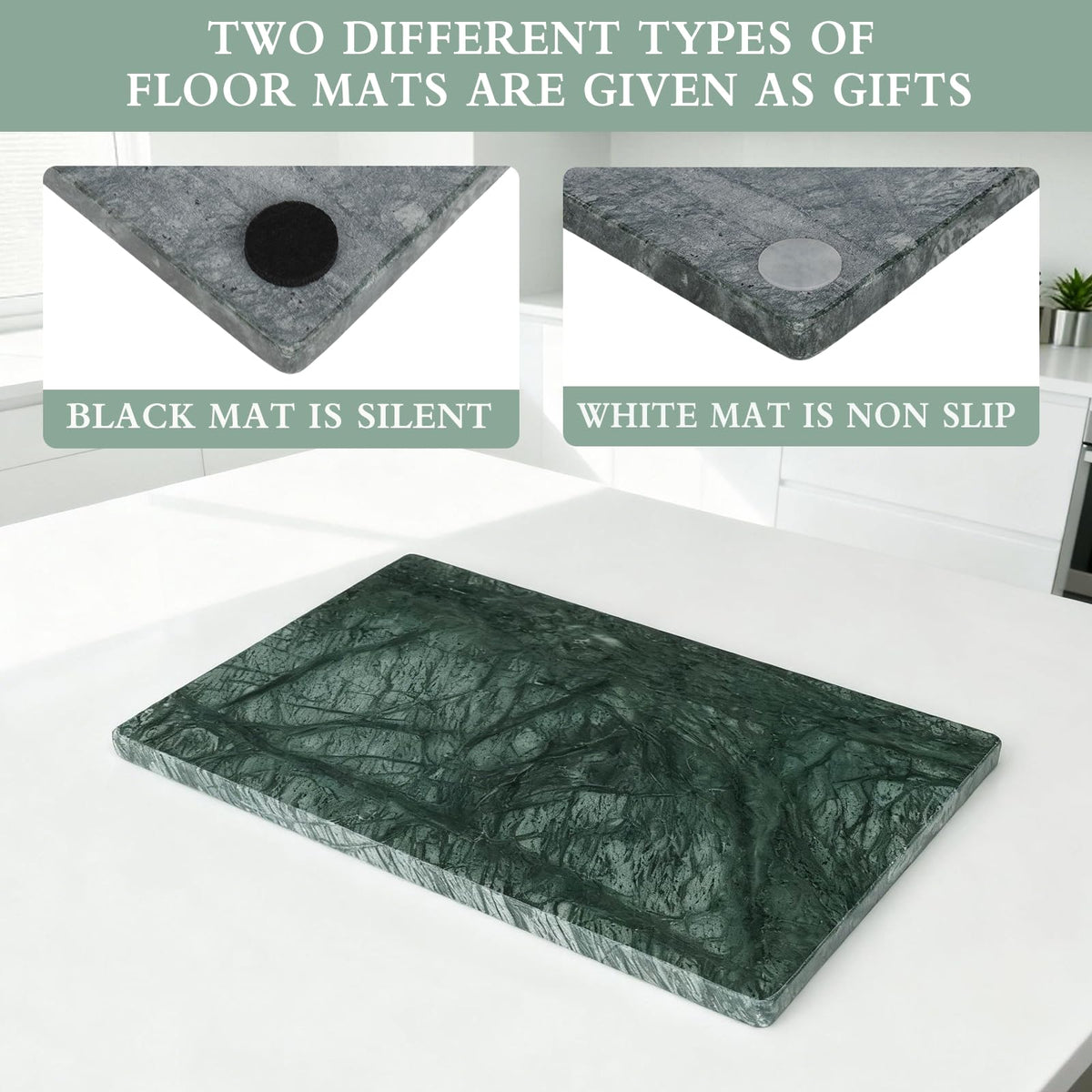 PracFit Marble Cutting Board for Kitchen- 12 * 8 Inch Handcrafted Marble Slab for Cheese, Charcuterie &Pastry & Deli – Non-Slip Feet,Rectangular Serving & Chopping Slab for Countertop(Green)