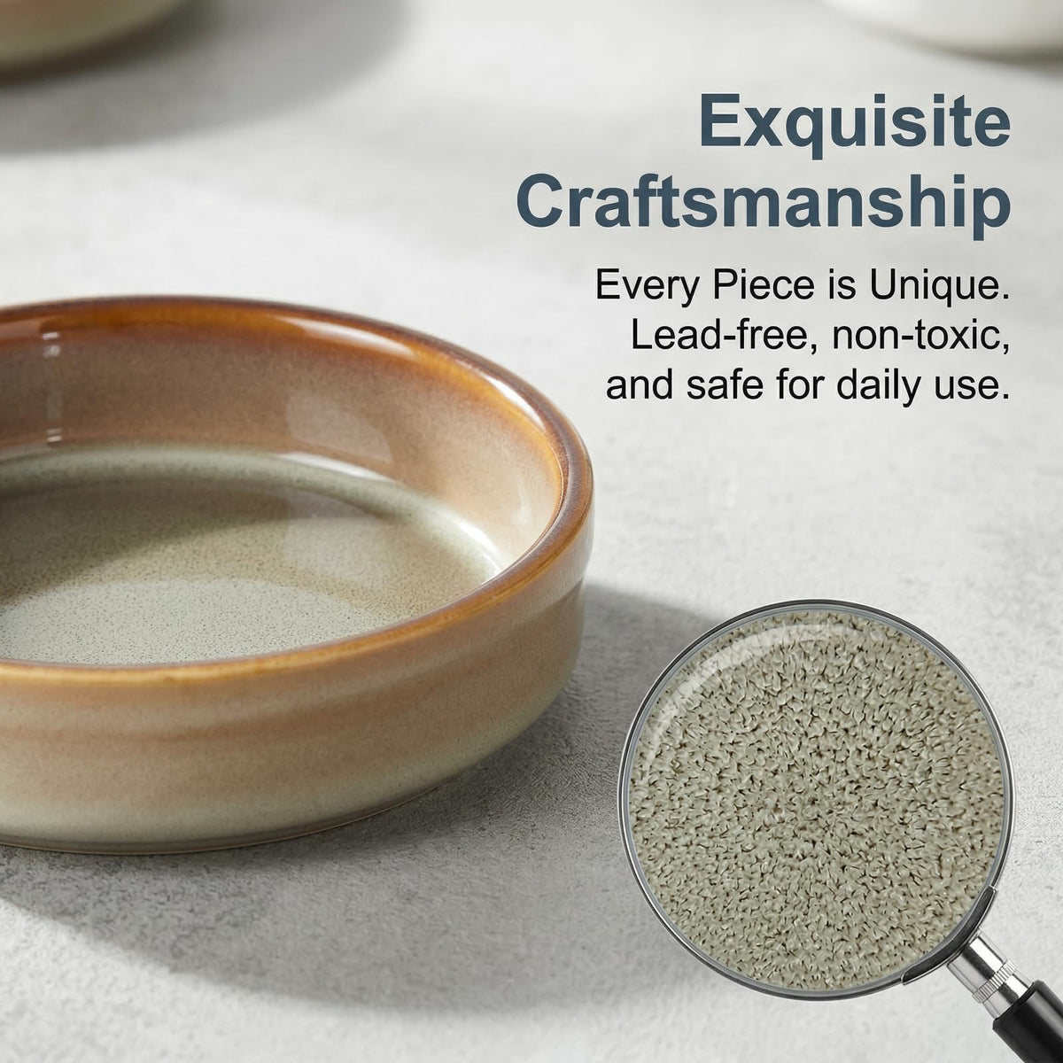 ONEMORE Ramekins Oven Safe Set of 6, 4 oz Creme Brulee Ramekins, Ceramic Ramekin Bowls for Souffle, Custard, Dipping Sauce, Dessert, Microwave Dishwasher Freezer Safe, 4.5 Inch - Beige