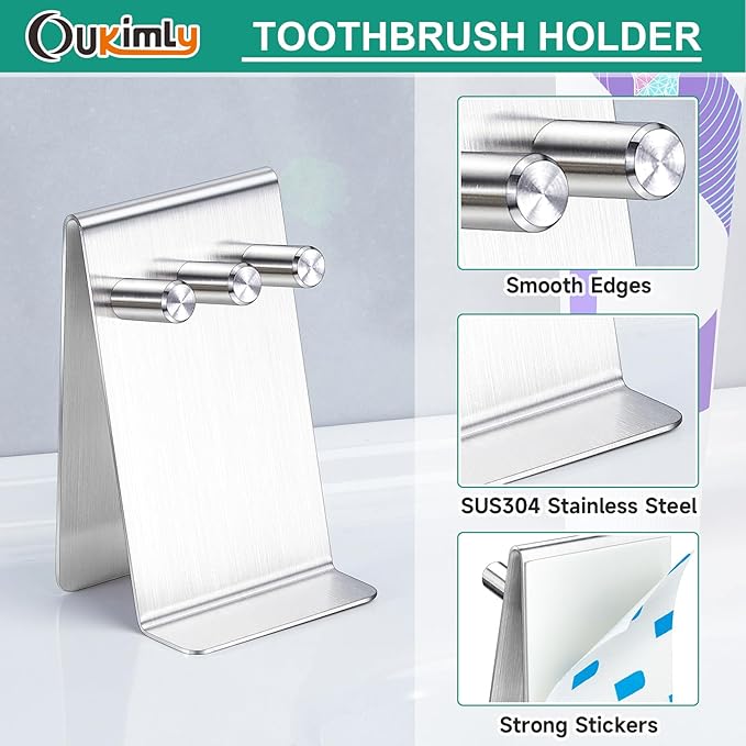 Electric Toothbrush Head Holder Adhesive or Tabletop, Tooth Brush Holder