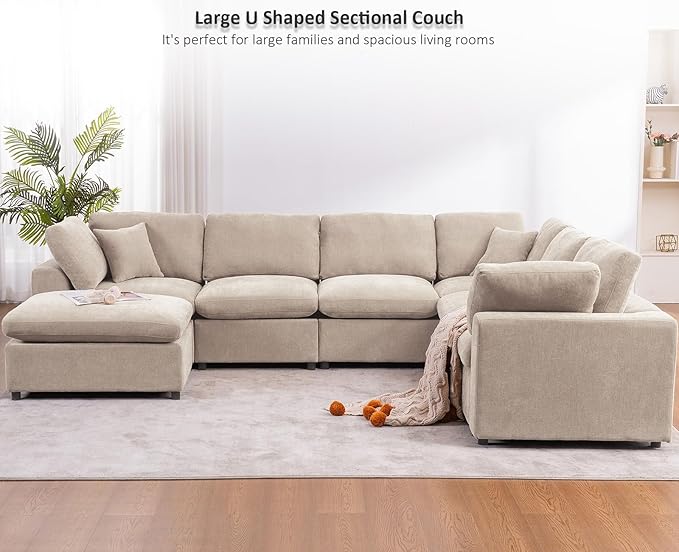 Oversized Modular Sectional Sofa Couch, Large 7 Seater Corner Sofa Modern U