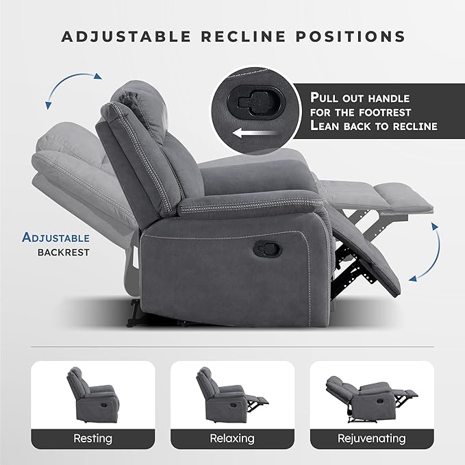 Lexicon Manual Double Reclining Loveseat, Polished Microfiber Manual Wall