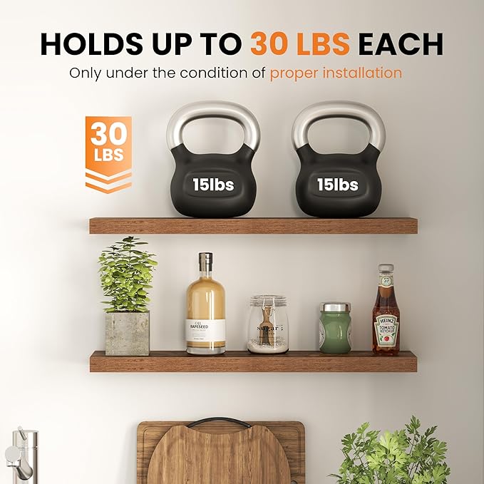 Fun Memories Floating Shelves for Wall, 24 Inch Set of 2 Rustic Wood Wall