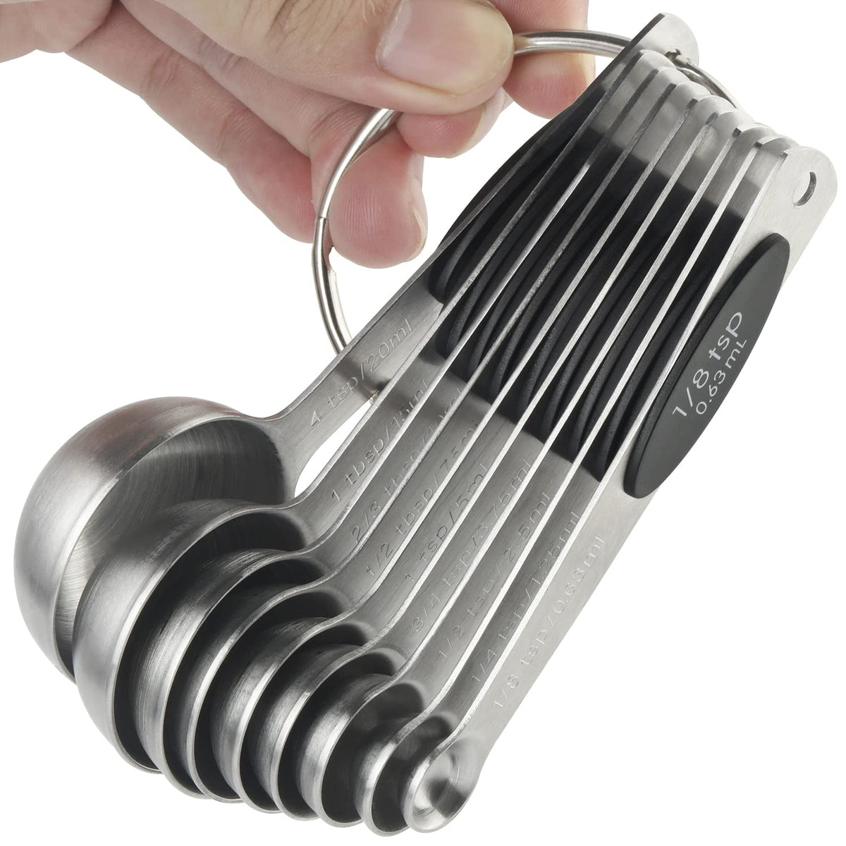 Magnetic Measuring Spoons Set of 9 Stainless Steel Stackable Measuring Spoons Heavy Duty Nesting Teaspoons Tablespoons for Measuring Dry and Liquid Ingredients