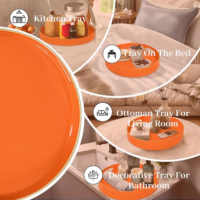 MAONAME 13" Round Tray, Modern Decorative Trays