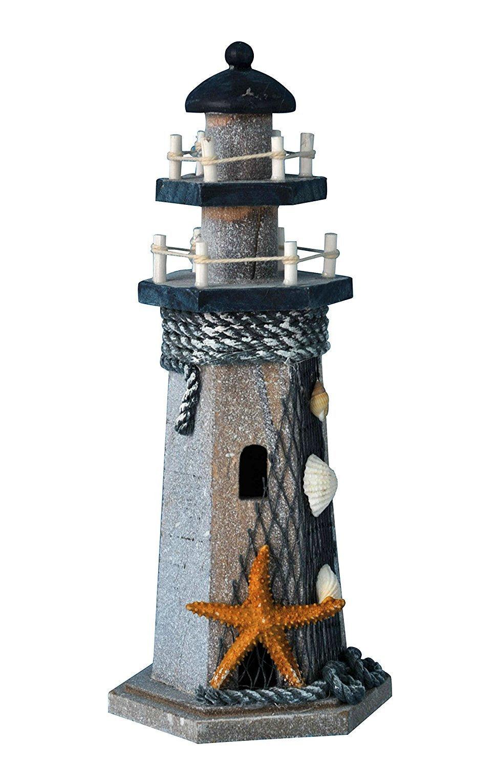 Chaomian Home Ornaments Starfish Wooden Lighthouse 10.6" High Nautical Themed Rooms Lighthouse