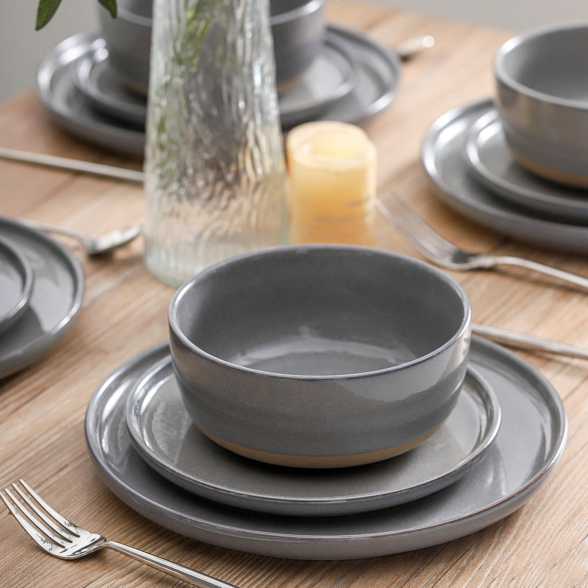 Tikooere Ceramic Soup Bowls Set of 6,30 Ounce Stoneware Cereal Bowl,Porcelain Nesting Bowls for Oatmeal,Popcorn,Soup,Pasta,Fruit,Housewarming Gift,Microwave & Dishwasher Safe,Gray
