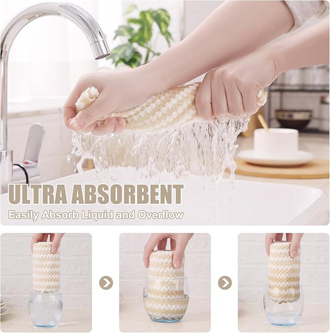 Homaxy Kitchen Towels, Ultra Soft and Absorbent Dish Towels, Reusable Fast