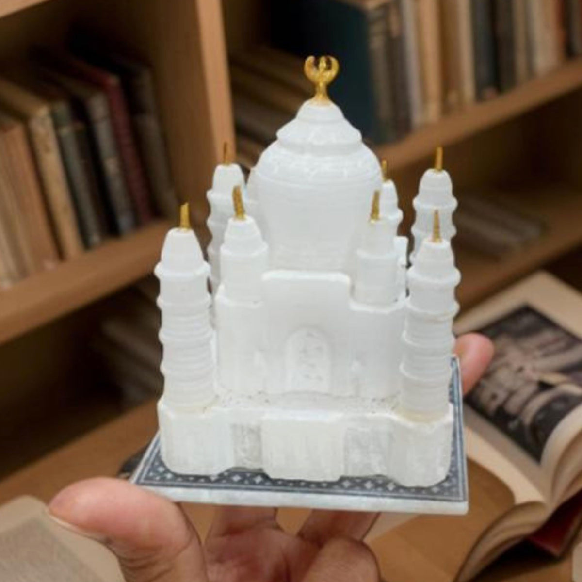 Monuments of Marble White Taj Mahal Replica Model India Agra Souvenir Collection for Decor Handmade Gift Home Decoration Small Handcrafted Miniature Architecture Love Symbol (White 3 x 3 Inch)
