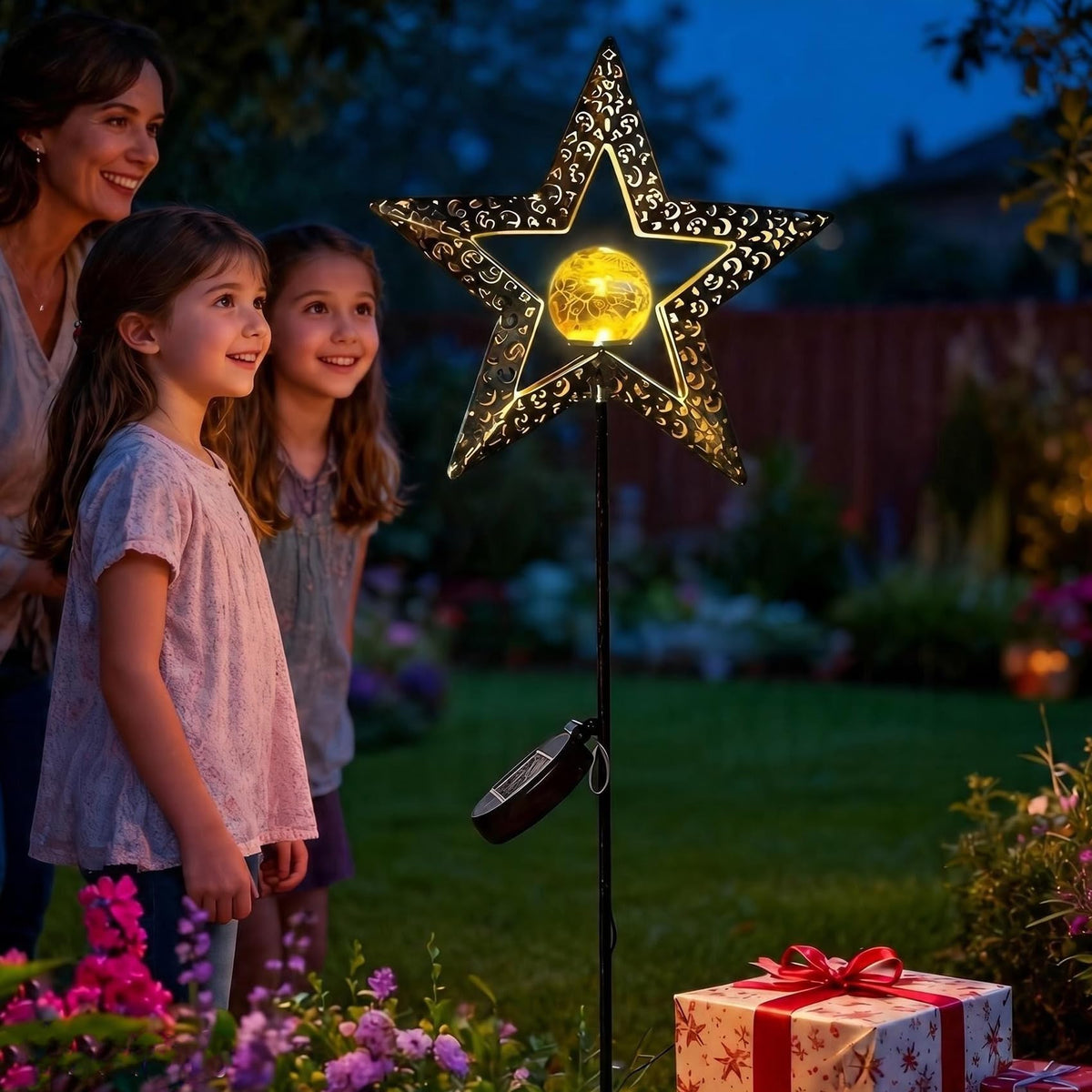 TAKE ME Star Solar Lights Garden Outdoor Decor Waterproof Metal Solar Stakes Lights for Patio Yard Walkway Lawn Patio Mothers Day Garden Gifts Mom Wife Grandma