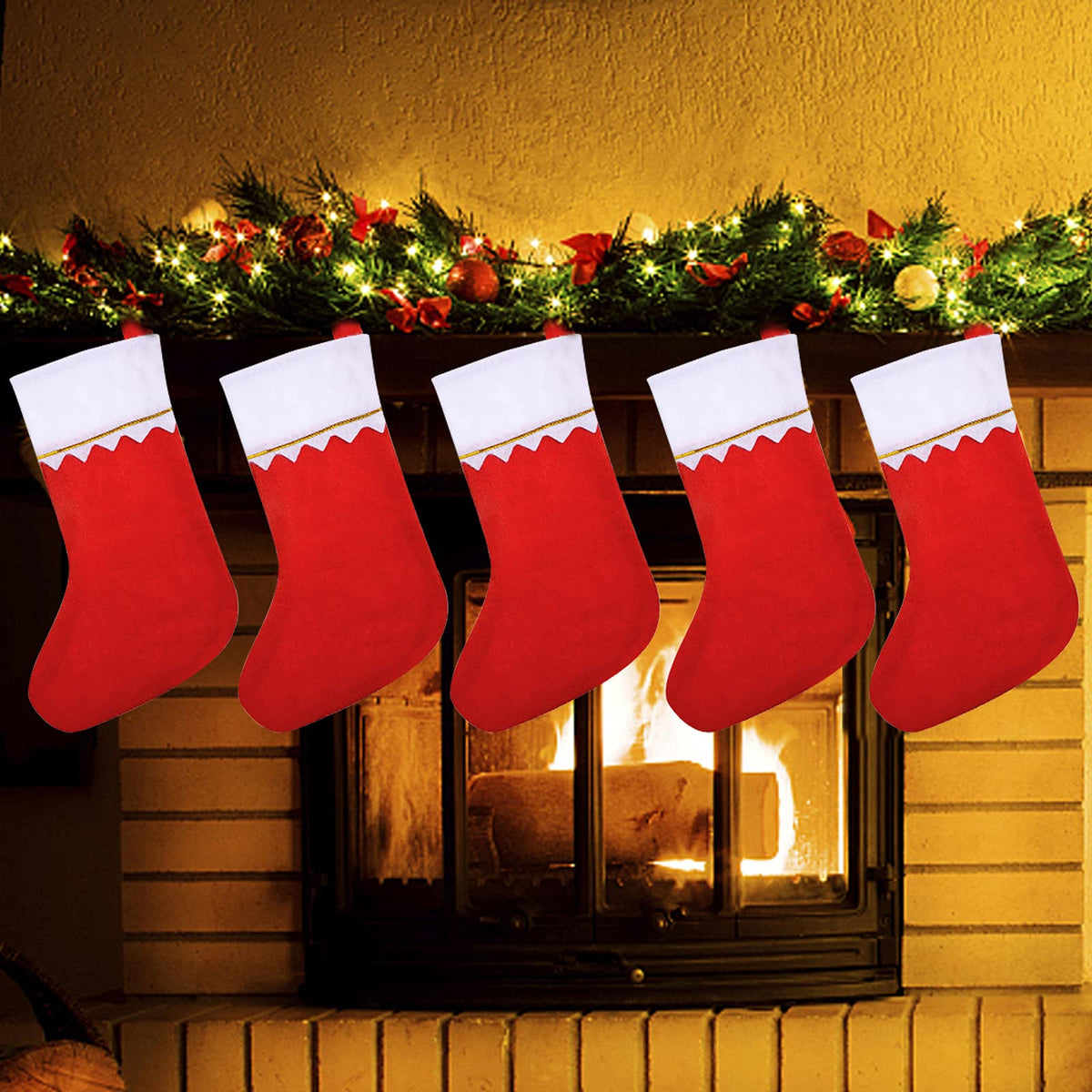 24 Pack Christmas Stockings Bulk 15 Inches Red Felt Xmas Stockings Holiday Big Santa Stockings for Fireplace Hanging Christmas Decorations