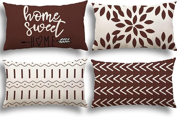 YCOLL Pillow Covers 12x20 Set of 4, Modern Sofa Throw Pillow Cover, Decorative