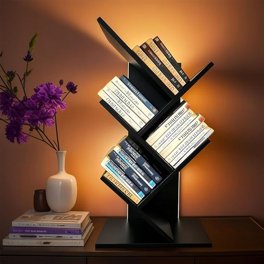 Godferyxin Bookshelf with Liting, Small Bookshelf LED and Desktop Book Shelf