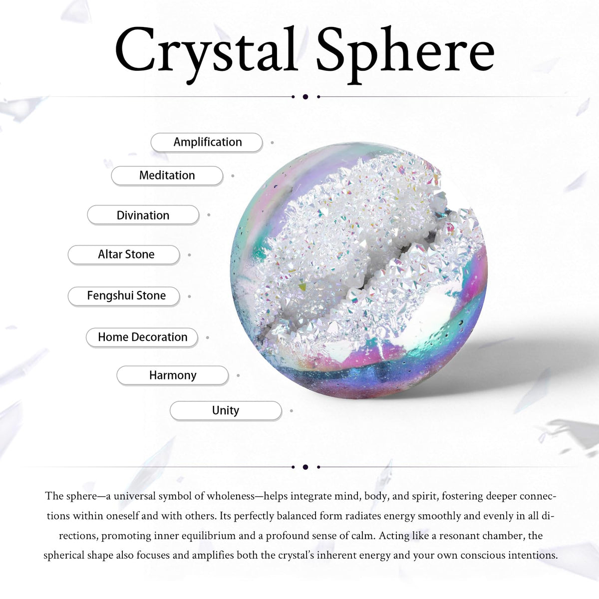 Sportmusies Titanium Coated Rock Crystal Geode Ball with Wooden Stand, Druzy Quartz Stone Cluster Sphere Reiki Home Office Decoration, Blue